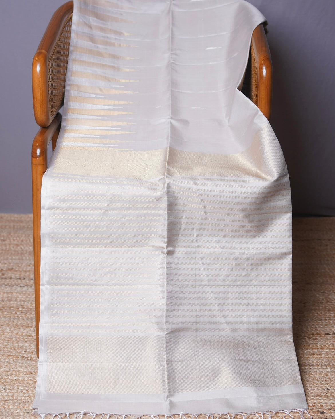 Off-White Kanchi Pattu with Temple Border
