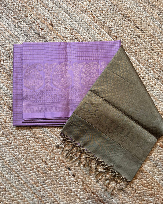 Lavender Kanchi Pattu with Mango Border